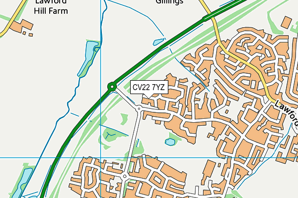 CV22 7YZ map - OS VectorMap District (Ordnance Survey)