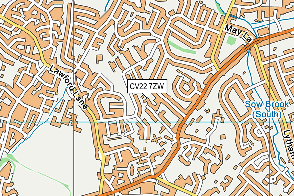 CV22 7ZW map - OS VectorMap District (Ordnance Survey)