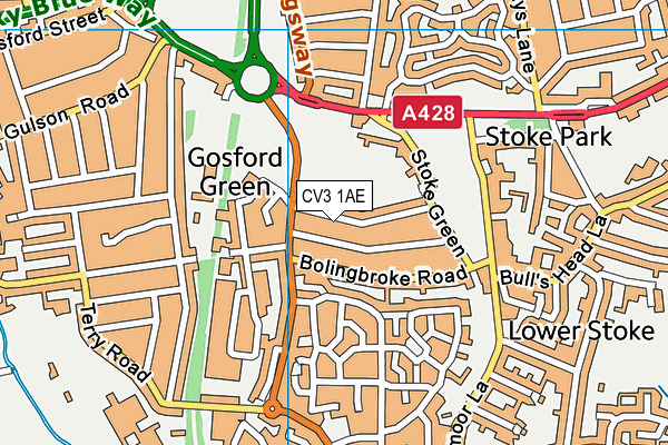 CV3 1AE map - OS VectorMap District (Ordnance Survey)