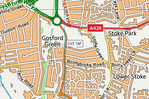 CV3 1AF map - OS VectorMap District (Ordnance Survey)