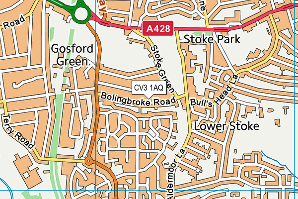 CV3 1AQ map - OS VectorMap District (Ordnance Survey)