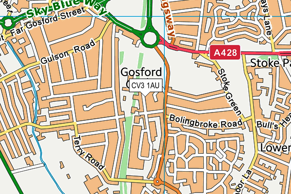 CV3 1AU map - OS VectorMap District (Ordnance Survey)