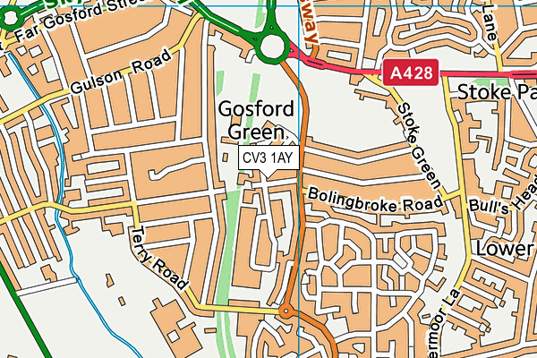 CV3 1AY map - OS VectorMap District (Ordnance Survey)