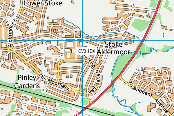 CV3 1DX map - OS VectorMap District (Ordnance Survey)