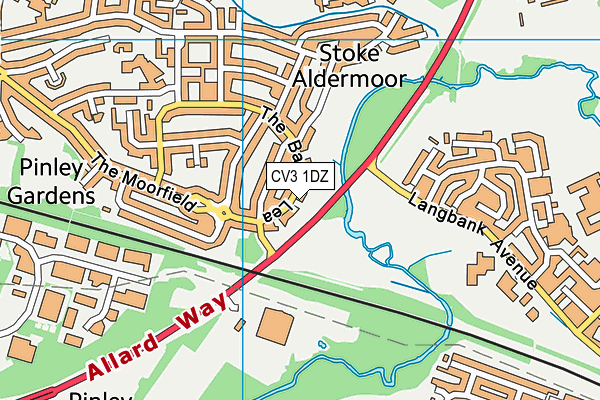 CV3 1DZ map - OS VectorMap District (Ordnance Survey)