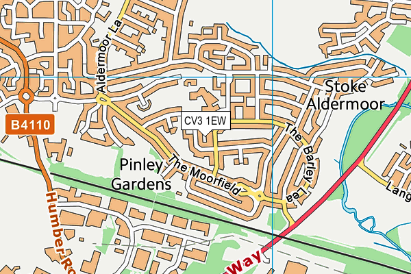 CV3 1EW map - OS VectorMap District (Ordnance Survey)