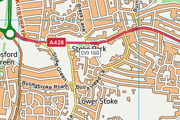 CV3 1GG map - OS VectorMap District (Ordnance Survey)