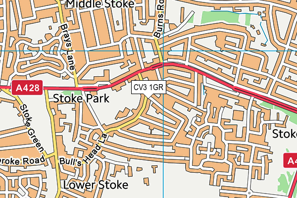 CV3 1GR map - OS VectorMap District (Ordnance Survey)