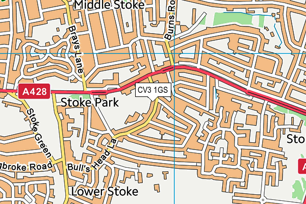 CV3 1GS map - OS VectorMap District (Ordnance Survey)