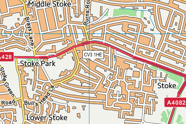 CV3 1HE map - OS VectorMap District (Ordnance Survey)