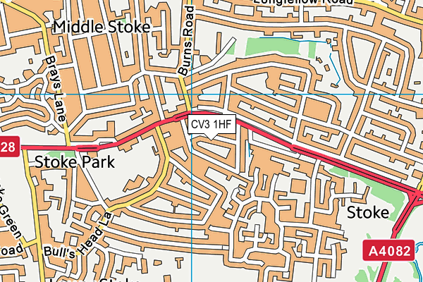 CV3 1HF map - OS VectorMap District (Ordnance Survey)