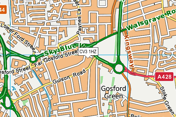 CV3 1HZ map - OS VectorMap District (Ordnance Survey)