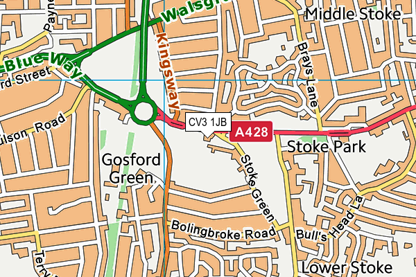 CV3 1JB map - OS VectorMap District (Ordnance Survey)