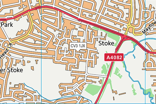 CV3 1JX map - OS VectorMap District (Ordnance Survey)