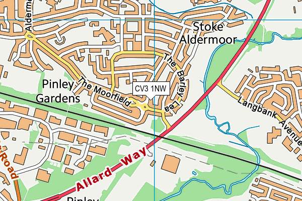 CV3 1NW map - OS VectorMap District (Ordnance Survey)