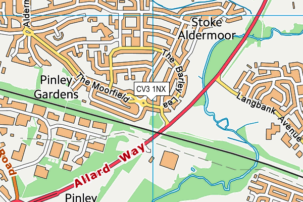 CV3 1NX map - OS VectorMap District (Ordnance Survey)