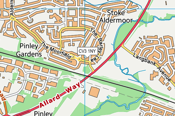 CV3 1NY map - OS VectorMap District (Ordnance Survey)