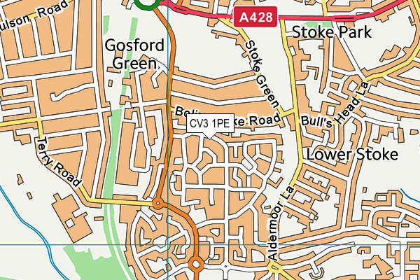 CV3 1PE map - OS VectorMap District (Ordnance Survey)