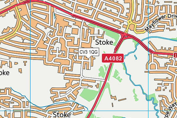 CV3 1QG map - OS VectorMap District (Ordnance Survey)