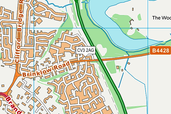 CV3 2AG map - OS VectorMap District (Ordnance Survey)