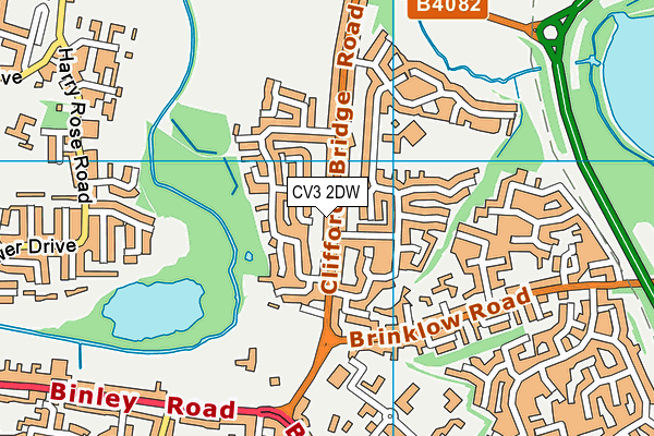 Clifford Bridge Rd Playing Fields (Closed) map (CV3 2DW) - OS VectorMap District (Ordnance Survey)