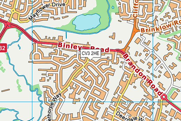 CV3 2HE map - OS VectorMap District (Ordnance Survey)
