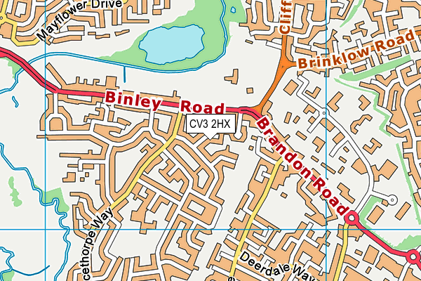 CV3 2HX map - OS VectorMap District (Ordnance Survey)