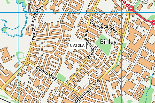 CV3 2LA map - OS VectorMap District (Ordnance Survey)