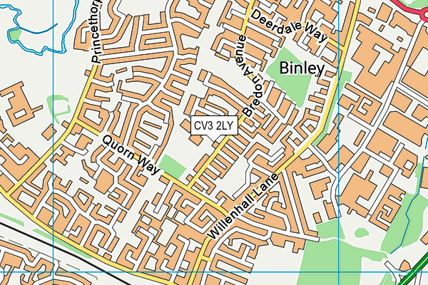 CV3 2LY map - OS VectorMap District (Ordnance Survey)