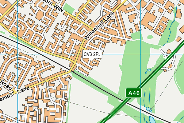 CV3 2PJ map - OS VectorMap District (Ordnance Survey)