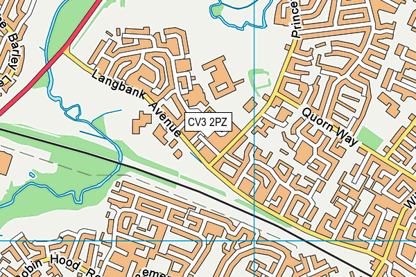 CV3 2PZ map - OS VectorMap District (Ordnance Survey)