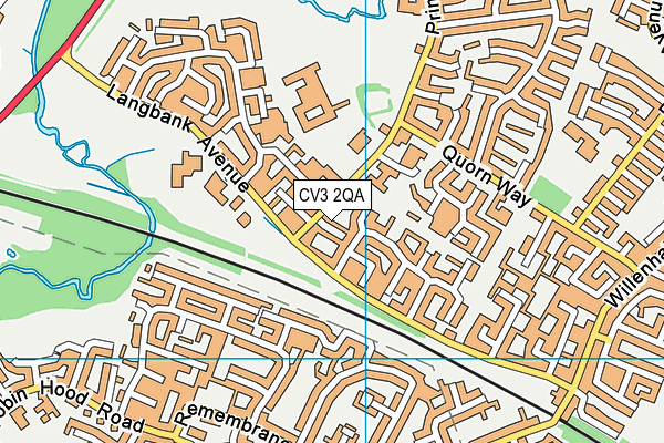 CV3 2QA map - OS VectorMap District (Ordnance Survey)