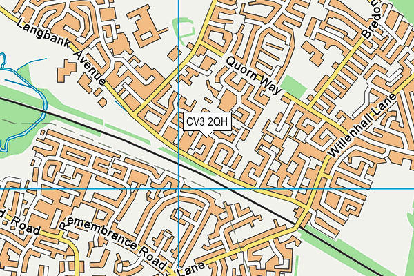 CV3 2QH map - OS VectorMap District (Ordnance Survey)
