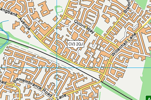 CV3 2QJ map - OS VectorMap District (Ordnance Survey)