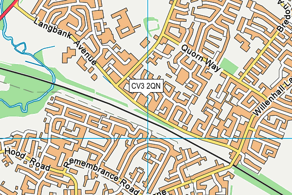 CV3 2QN map - OS VectorMap District (Ordnance Survey)