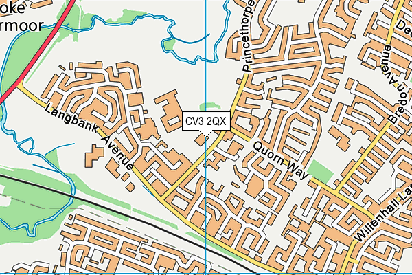 CV3 2QX map - OS VectorMap District (Ordnance Survey)
