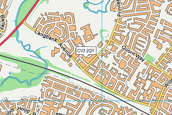 CV3 2QY map - OS VectorMap District (Ordnance Survey)