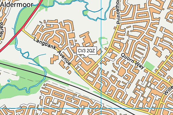 CV3 2QZ map - OS VectorMap District (Ordnance Survey)