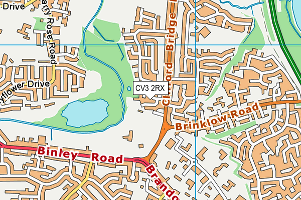 CV3 2RX map - OS VectorMap District (Ordnance Survey)