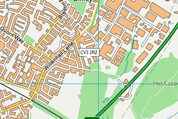 CV3 2RZ map - OS VectorMap District (Ordnance Survey)
