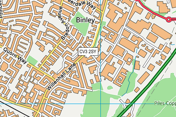 CV3 2SY map - OS VectorMap District (Ordnance Survey)