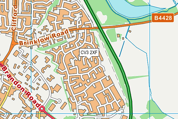 CV3 2XF map - OS VectorMap District (Ordnance Survey)