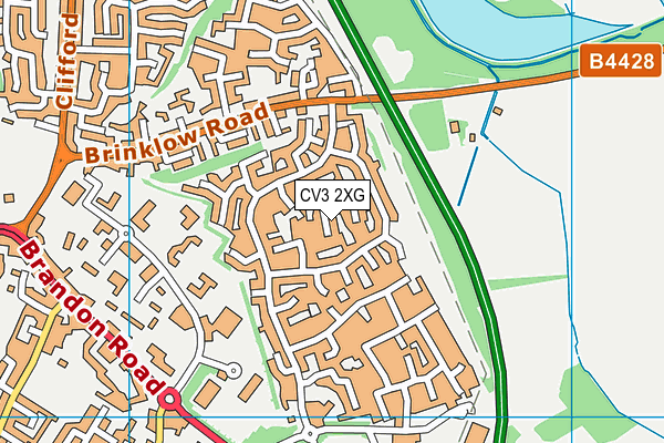 CV3 2XG map - OS VectorMap District (Ordnance Survey)