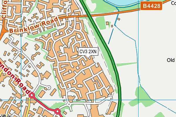 CV3 2XN map - OS VectorMap District (Ordnance Survey)