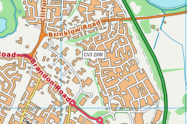 CV3 2XW map - OS VectorMap District (Ordnance Survey)