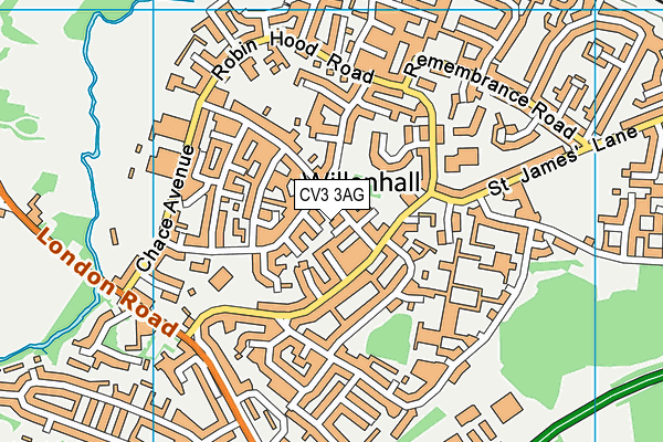 CV3 3AG map - OS VectorMap District (Ordnance Survey)