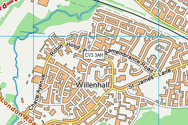 CV3 3AH map - OS VectorMap District (Ordnance Survey)