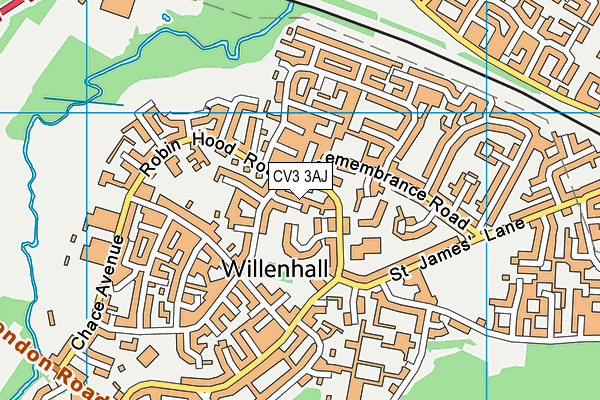 CV3 3AJ map - OS VectorMap District (Ordnance Survey)