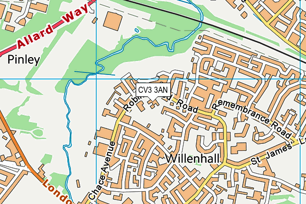 CV3 3AN map - OS VectorMap District (Ordnance Survey)