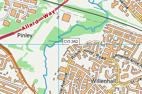 CV3 3AQ map - OS VectorMap District (Ordnance Survey)